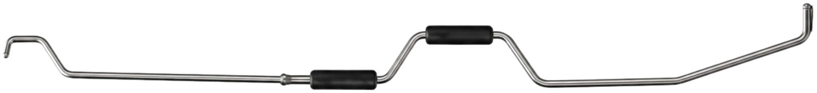The full-length stainless steel Cargo Strap Wizard Pro with two black grip sleeves, a hooked end and an upright tip