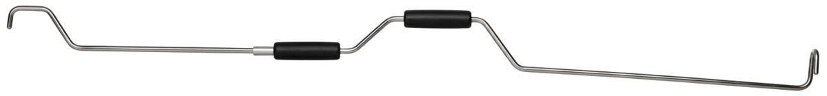 The full stainless steel tool with hooked end and grip sleeves